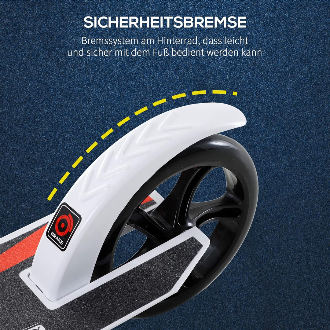 HOMCOM Kinderscooter, Kickscooter mit Stossdämpfung, Tretroller, Klappbar und Höheverstellbar, ab 14