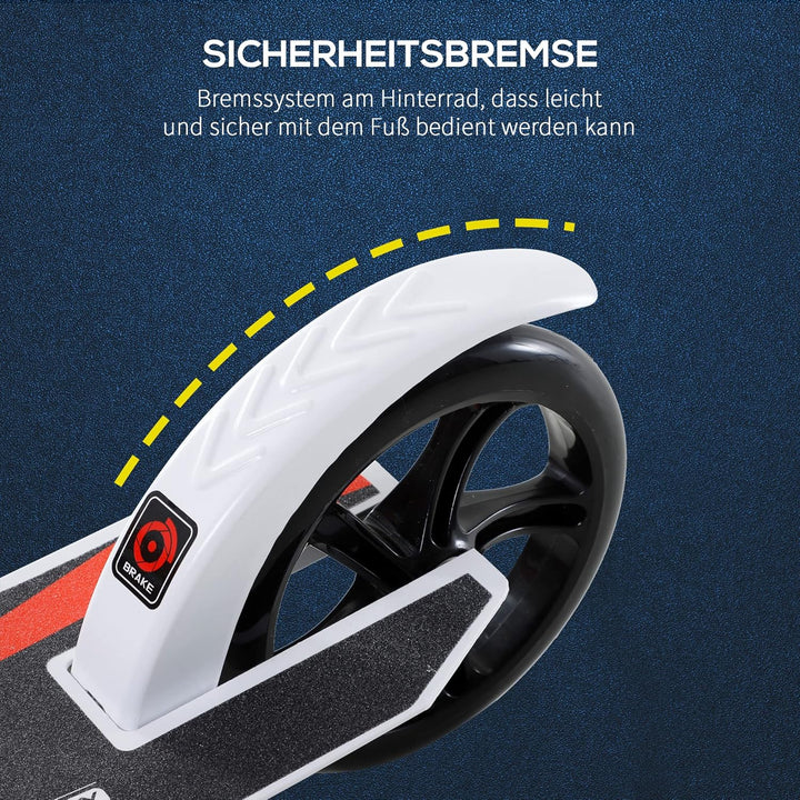 HOMCOM Kinderscooter, Kickscooter mit Stossdämpfung, Tretroller, Klappbar und Höheverstellbar, ab 14