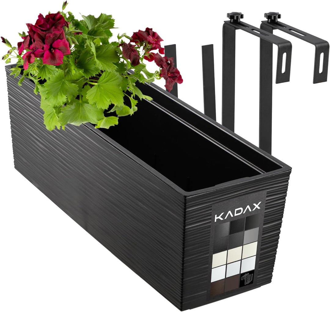 KADAX Blumenkasten aus Kunststoff, 18,5x56 cm, Pflanzkasten mit Einsatz, wetterfester Balkonkasten,