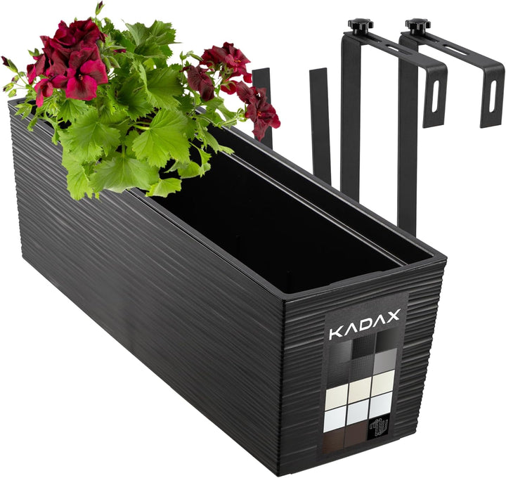 KADAX Blumenkasten aus Kunststoff, 18,5x56 cm, Pflanzkasten mit Einsatz, wetterfester Balkonkasten,