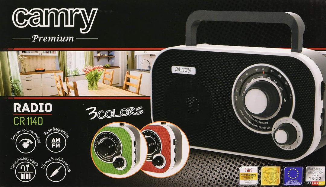 Tragbares Stereo Radio mit AUX IN und Kopfhöreranschluss Küchenradio (Schwarz), Schwarz