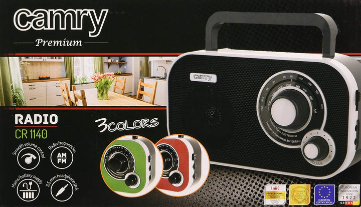 Tragbares Stereo Radio mit AUX IN und Kopfhöreranschluss Küchenradio (Schwarz), Schwarz