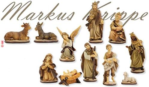 Unbekannt Krippenfiguren Markuskrippe 11-TLG. gebeizt geeignet für 7cm