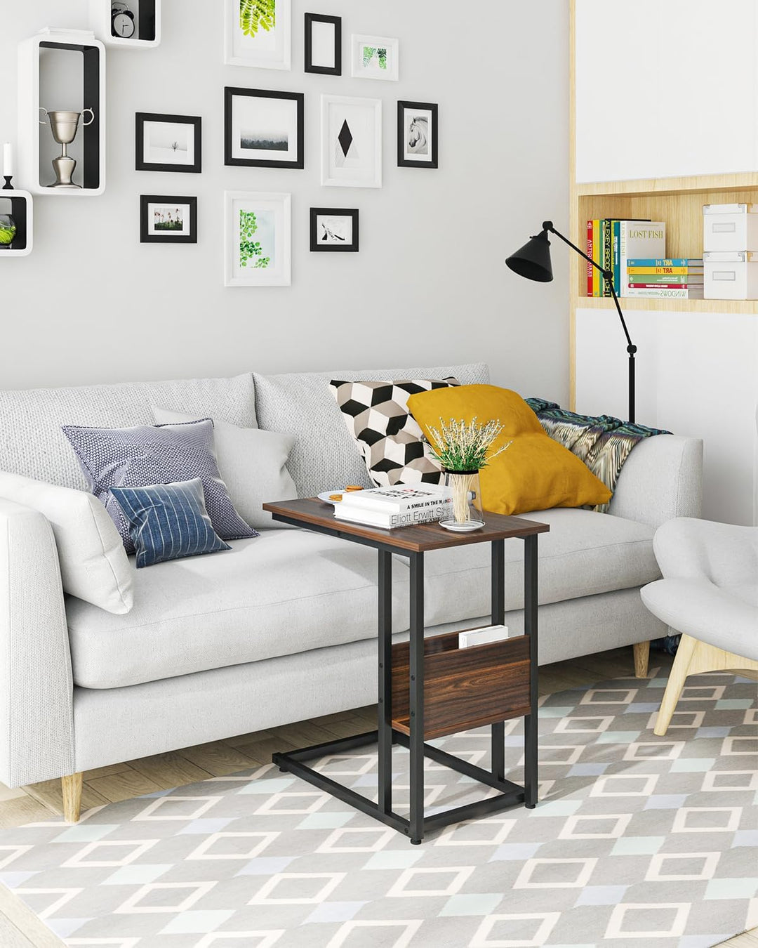 WOLTU Beistelltisch Kaffeetisch Couchtisch Sofatisch Nachttisch Betttisch Laptoptisch, Gestell aus M