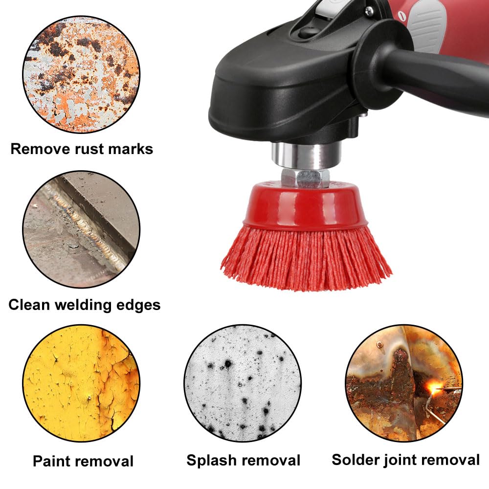 UTMACH 2 Stück Nylon Topfbürste Bohrmaschine Nylonbürste Winkelschleifer Bürste Nylon mit Innengewin