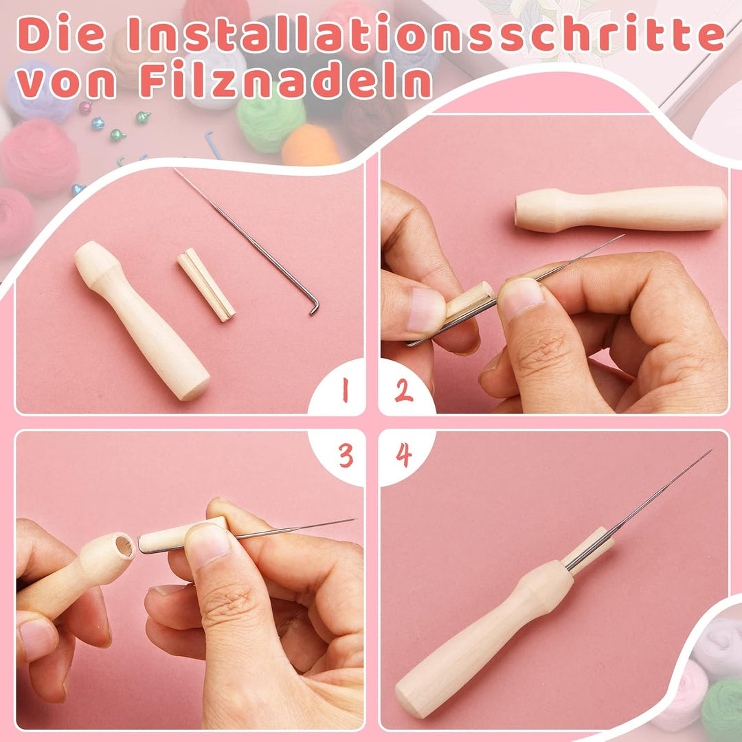 KAMAIKA Nadelfilz-Set, 20 Farben Filzwolle Set mit Filzwolle Werkzeug, Nadelfilz Starter Kit mit Fil