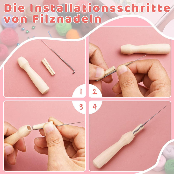 KAMAIKA Nadelfilz-Set, 20 Farben Filzwolle Set mit Filzwolle Werkzeug, Nadelfilz Starter Kit mit Fil