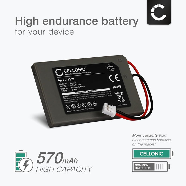 CELLONIC® Ersatz Akku LIP1359 kompatibel mit Sony Playstation 3 Controller, PS3 Dualshock Ersatzakku
