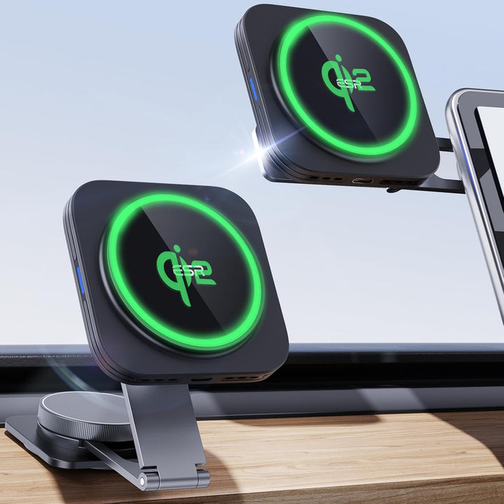 ESR für Qi2 15W Magsafe Autohalterung mit Ladefunktion, Qi2 Zertifiziertes Faltbares Armaturenbrett/