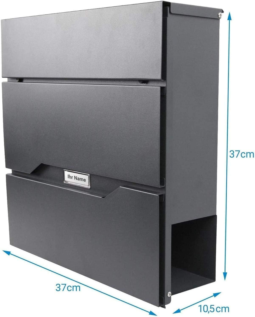 Verda Briefkasten mit Zeitungsfach Wandbriefkasten Zeitungsrolle Designer Postkasten Sichtfenster Na