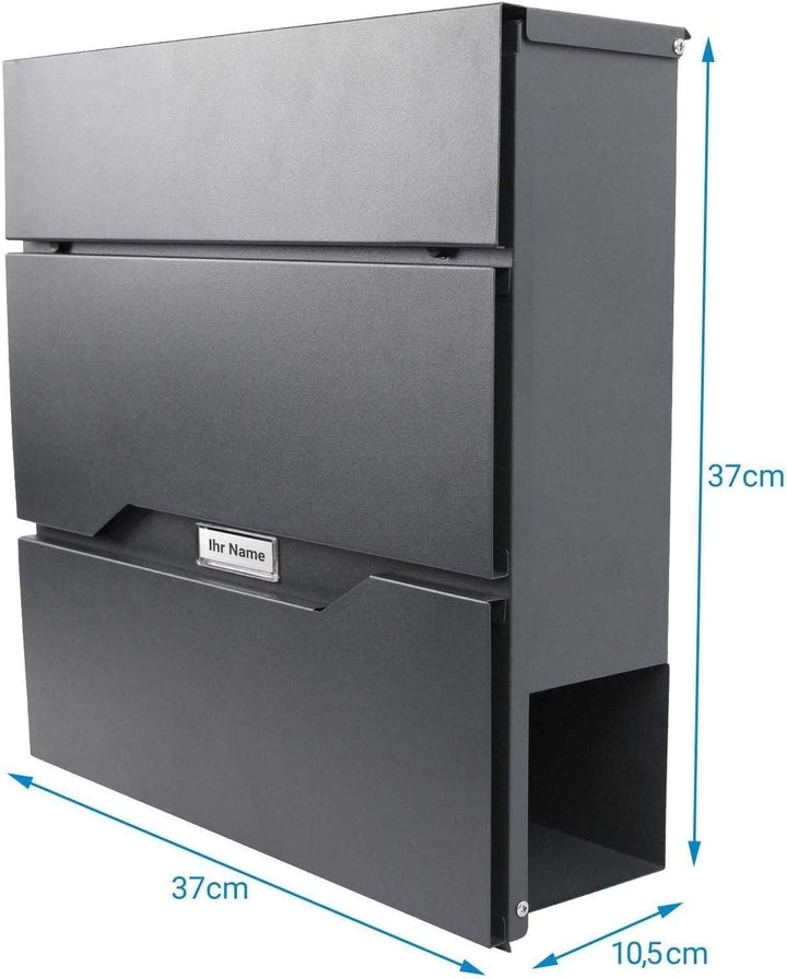 Verda Briefkasten mit Zeitungsfach Wandbriefkasten Zeitungsrolle Designer Postkasten Sichtfenster Na