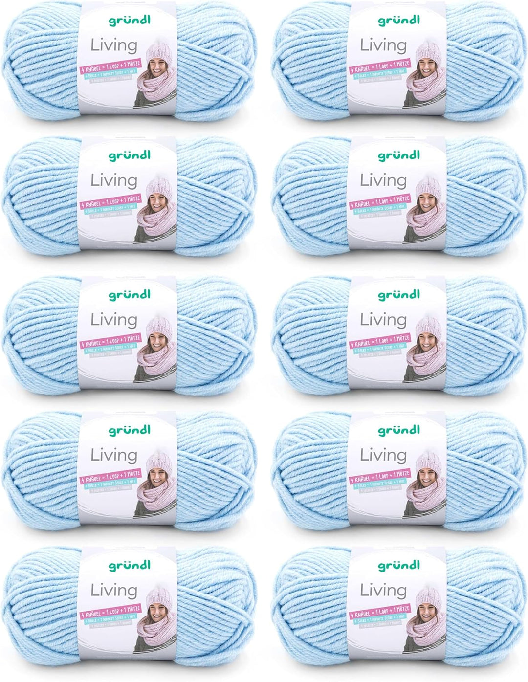 Gründl Garn Living (Strick- und Häkelgarn mit wollartigem Charakter, waschbares Garn aus 80% Polyacr