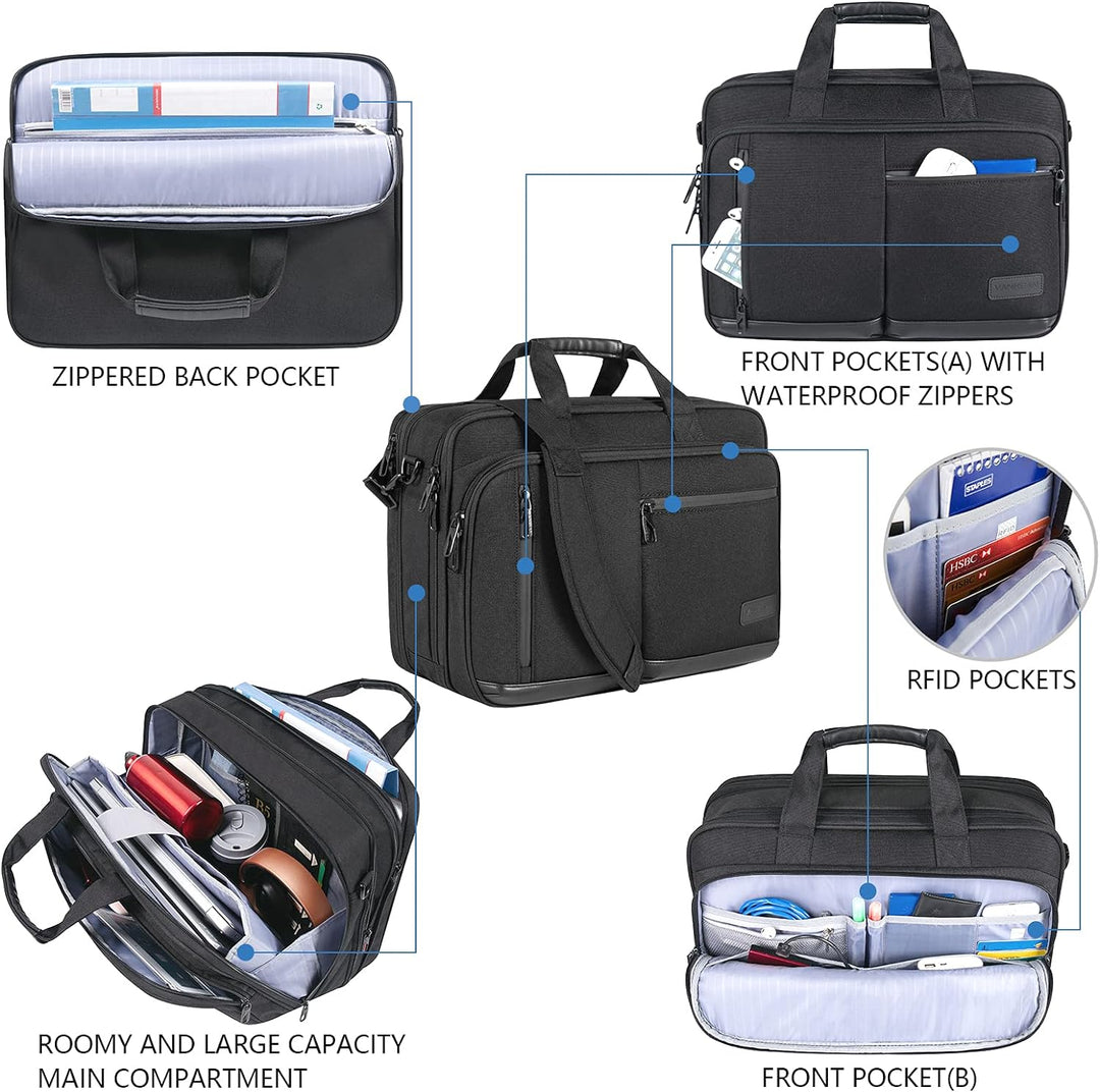 VANKEAN Laptoptasche Damen Herren Business Aktentasche 17.3 Zoll, Passend für bis zu Laptops, Wasser