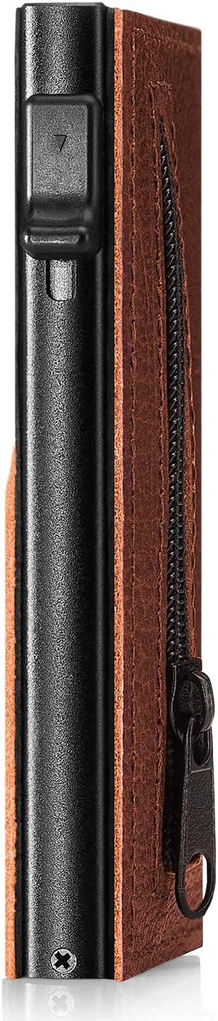 SURAZO® Echtleder Mini Card Holder | Kreditkartenetui mit Münzfach | Slim Geldbörse mit Kartenfach |