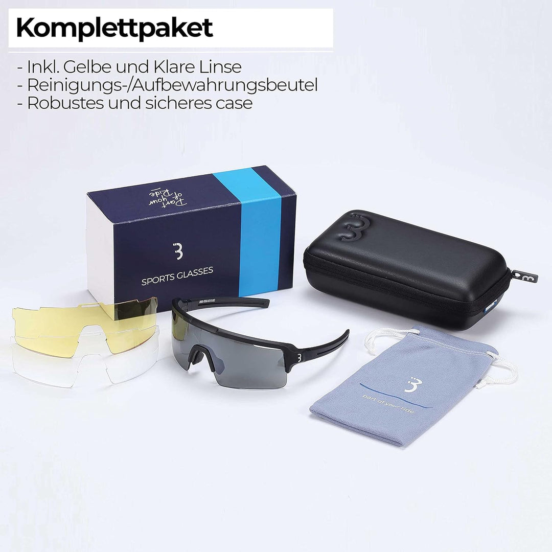 BBB Cycling Unisex-Adult Fahrrad Sportbrille Modernes Grosses Glas Grilamid MTB Rennrad Kies Damen u