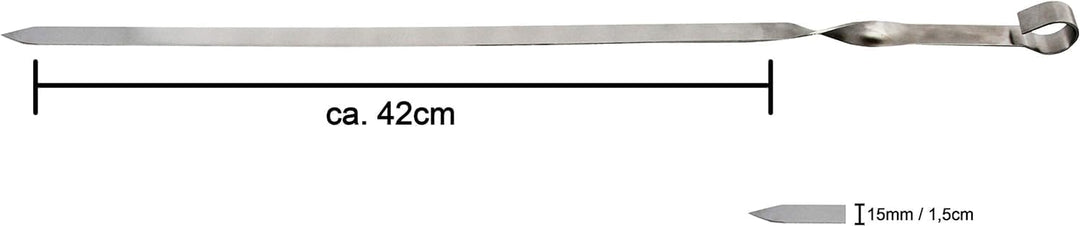 Olymp Edelstahl Schaschlikspiesse 60cm / 2mm Stärke / 1,5cm Breite/EXTRA STARK/Schampura Grillspiess