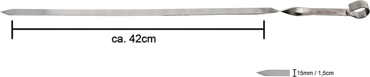 Olymp Edelstahl Schaschlikspiesse 60cm / 2mm Stärke / 1,5cm Breite/EXTRA STARK/Schampura Grillspiess