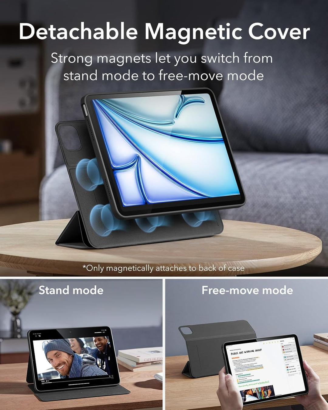 ESR Hülle kompatibel mit iPad Air 2022 5 Generation/ 4 Generation 2020, abnehmbare magnetische Abdec
