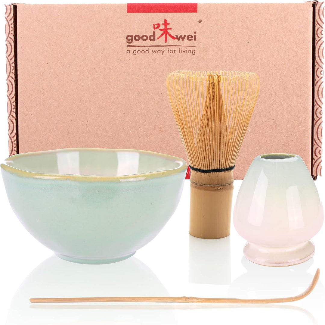 Goodwei Japanisches Matcha Komplett-Set mit hochwertiger Teeschale (Hasunomi, 80) Hasunomi 80, Hasun