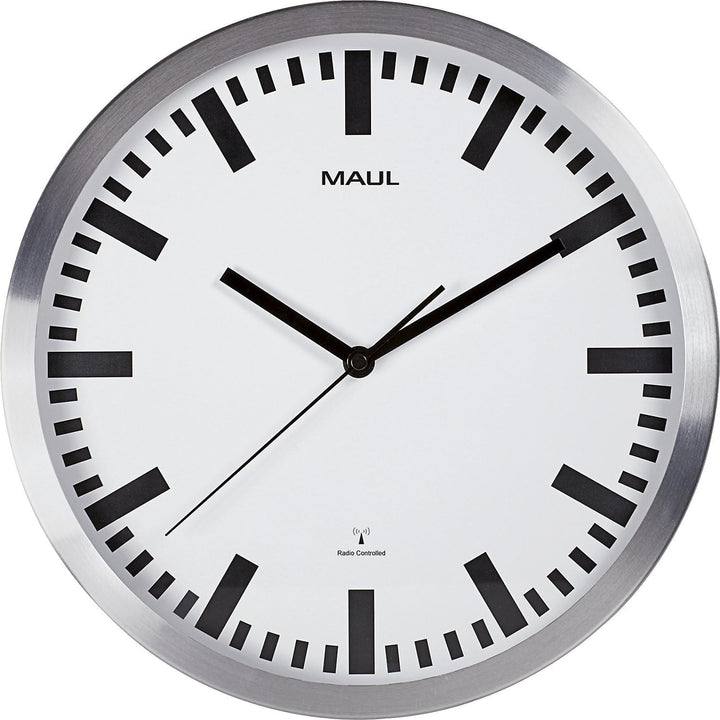 MAUL Wanduhr MAULpilot Ø 30cm | stilvolle Uhr mit weissem Ziffernblatt | gute Lesbarkeit | automatis