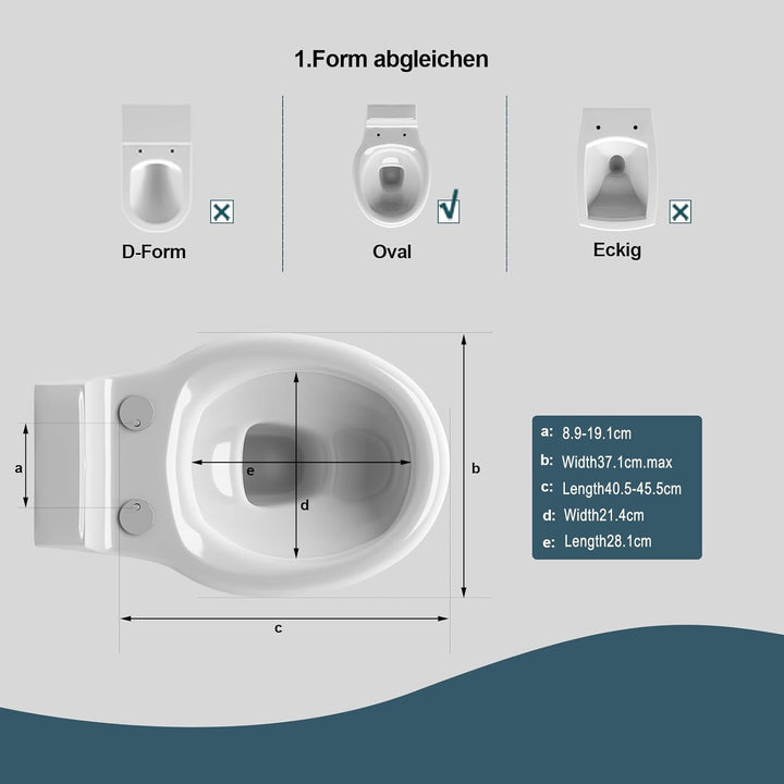 WOLTU Premium Toilettendeckel Matt-schwarz,WC Sitz mit Absenkautomatik Oval,Klodeckel Softclose,Quic