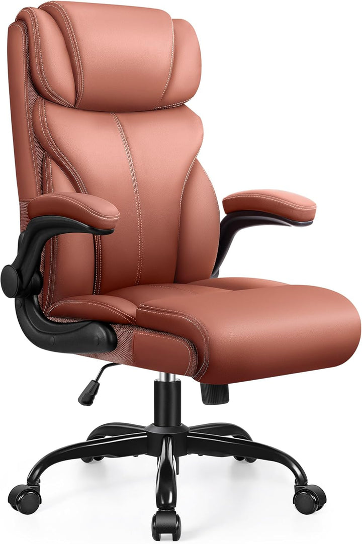FelixKing Bürostuhl, Schreibtischstuhl Ergonomisch, Grosser und hoher Chefsessel Leder, Wippfunktion