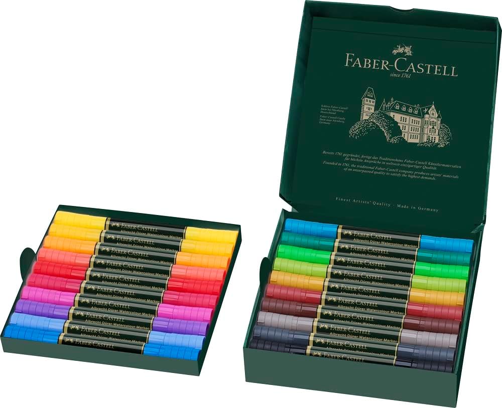 Faber-Castell 160320 - Aquarellmarker Albrecht Dürer mit Doppelspitze, 20er Etui, Marker mit Faser-