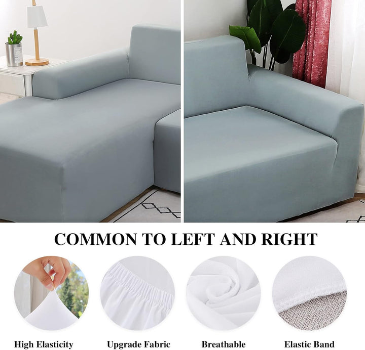 Jaotto Sofa Überwürfe Sofabezug Elastische Spandex Stretch Sofabezüge Couchbezug für L-Form Sofa Uni