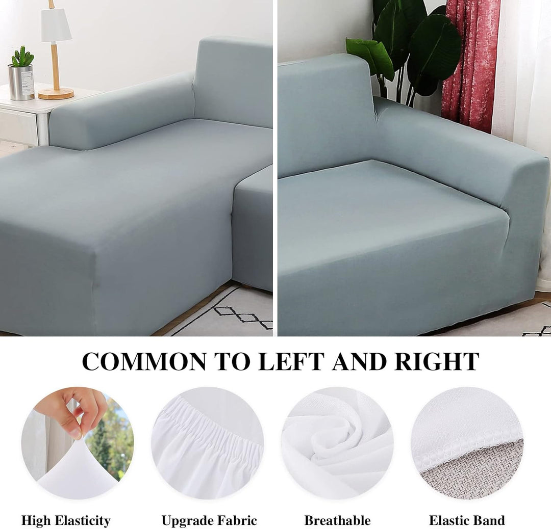 Jaotto Sofa Überwürfe Sofabezug Elastische Spandex Stretch Sofabezüge Couchbezug für L-Form Sofa Uni