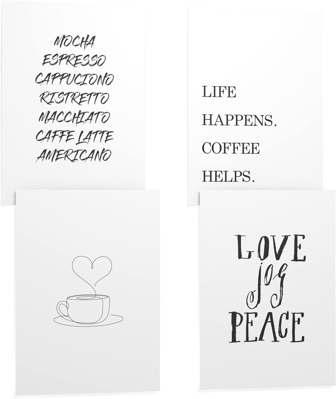 Papierschmiede® Premium Spruchposter Set 4er 50x70 cm (B2), Motiv: Coffee, Poster mit Sprüchen, Moti