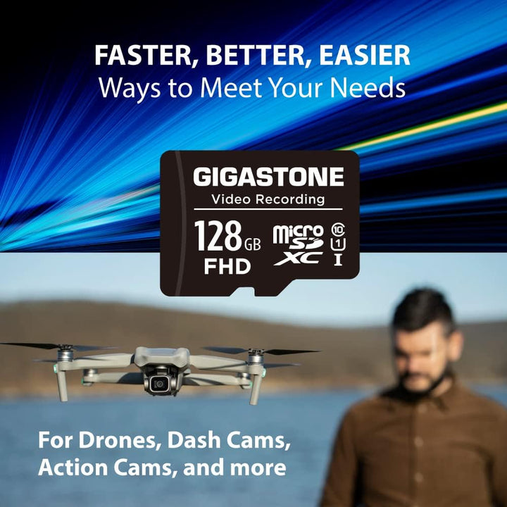 GIGASTONE 128GB MicroSDHC Speicherkarte 5er-Pack + SD Adapter, für Action-Kamera, GoPro, Drohne und
