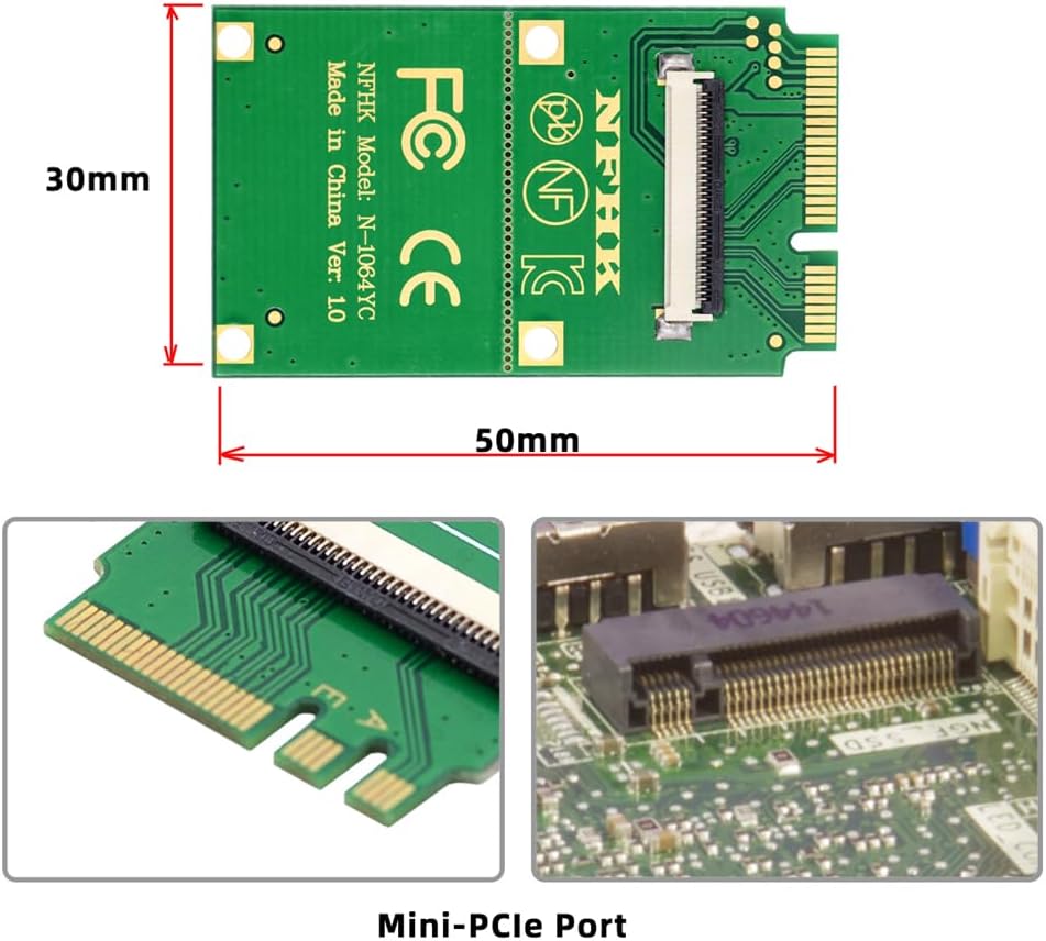 cablecc Mini PCI-E&A+E-Key auf Vier SATA3.0 6 Gbit/s Festplattenverlängerungskartenkabel 10 cm für S