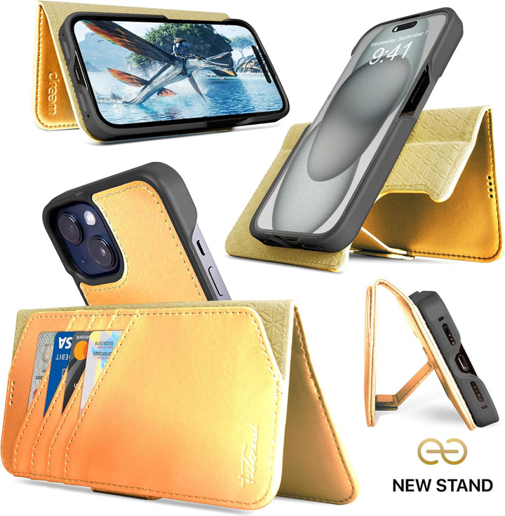 Dreem Fibonacci kompatibel mit iPhone 15 Brieftaschen-Etui / 2-in-1 stossfestes Etui und abnehmbares