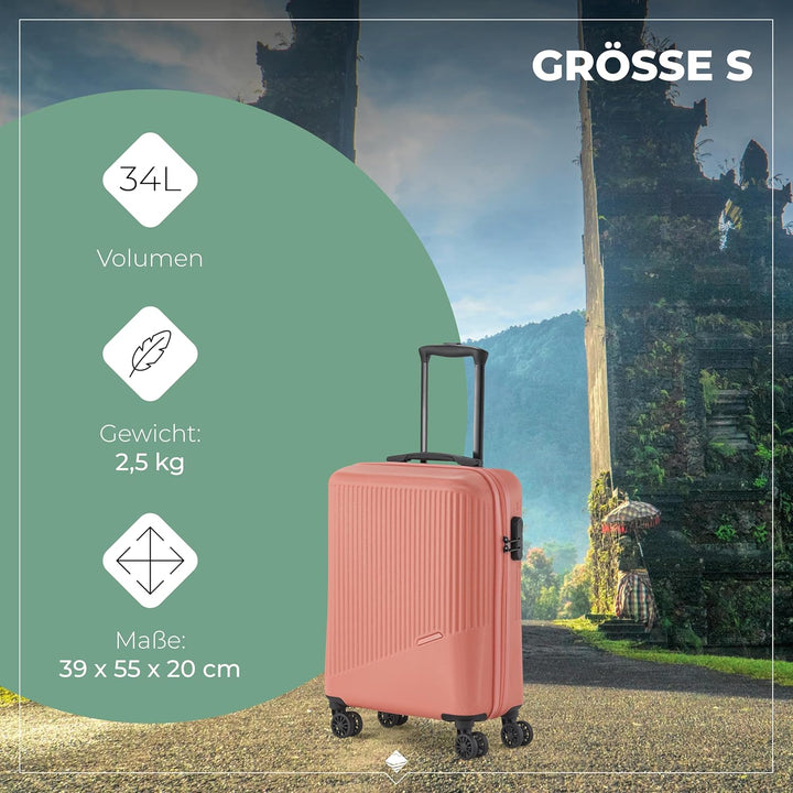 travelite 4-Rad Koffer Set 3 teilig Grössen L/M/S, Gepäck Serie BALI: ABS Hartschalen Trolleys mit T