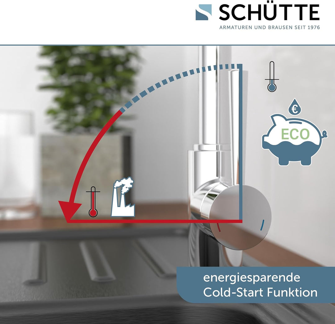 SCHÜTTE 79119 CORNWALL Küchenarmatur Niederdruck, Spültischarmatur mit hohem Auslauf, Einhebelmische