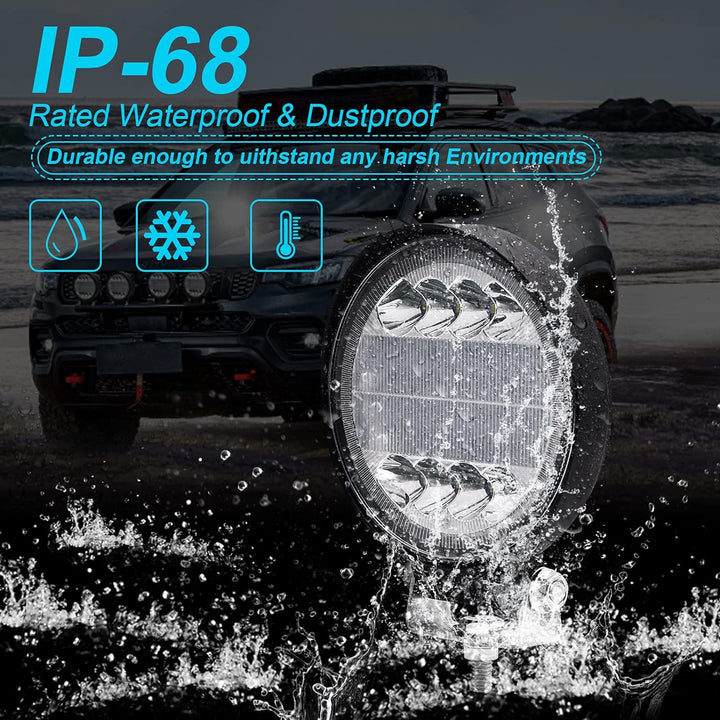 Runde LED Arbeitsscheinwerfer, 72W LED Scheinwerfer mit weiss, Offroad Zusatzscheinwerfer Wasserdich