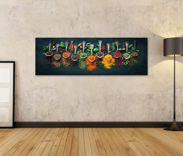 islandburner Bild auf Leinwand Bunte Verschiedene Kräuter Gewürze Kochen Dunkler Hintergrund Bilder