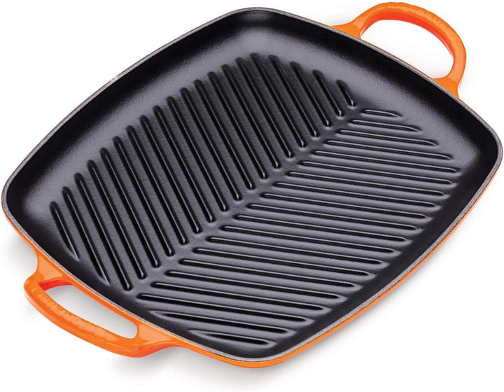 Le Creuset Signature Flache rechteckige Grillplatte aus Gusseisen mit Hilfsgriff, für alle Herdarten