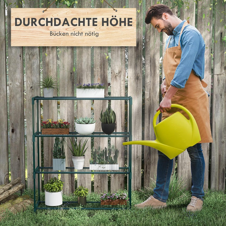Outsunny Pflanzenregal, Blumenständer mit 4 Ebenen Blumenregal, Pflanzenständer für Garten, Balkon,