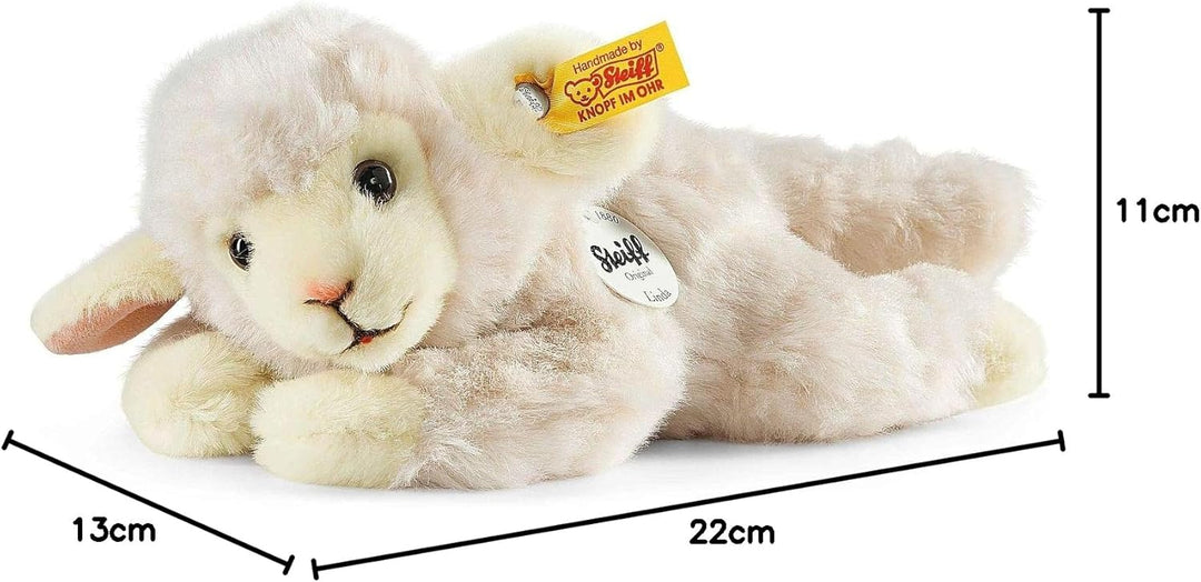 Steiff Linda Lamm - 22 cm - Plüschschaf liegend - Kuscheltier für Kinder - weich & waschbar - weiss