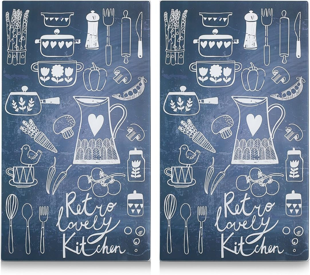 Zeller 26308 Herdabdeck-/Schneideplatten Lovely Kitchen Glas dekor 30 x 52 x 1 cm 2 Einheiten 30x52x