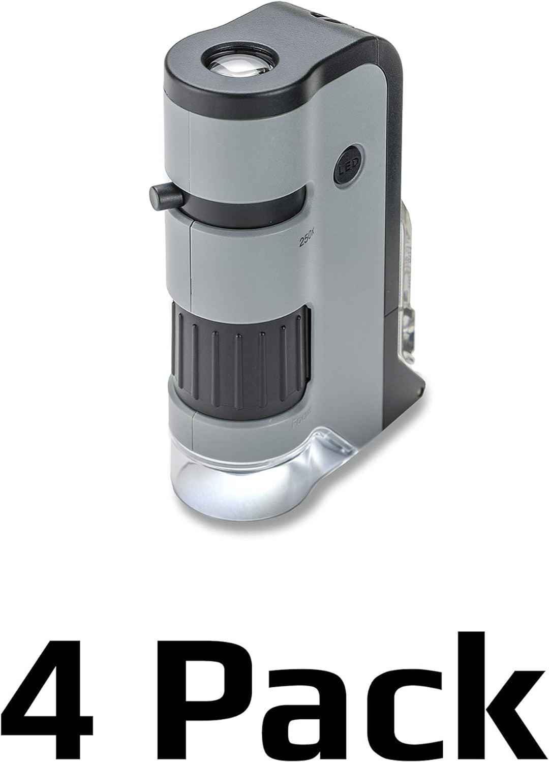 Carson MicroFlip 100x-250x Taschenmikroskop mit Smartphone-Adapter für Fotos und Videos - 4er Set (M