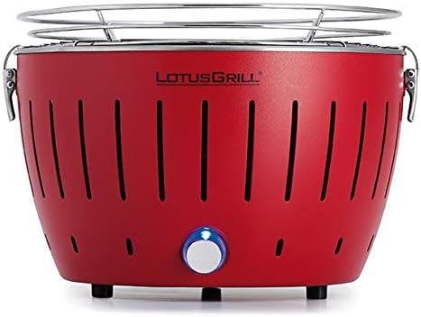 LotusGrill S Small Kompakt Feuerrot der raucharme Holzkohle-/Tischgrill Stromversorgung via USB-Ansc
