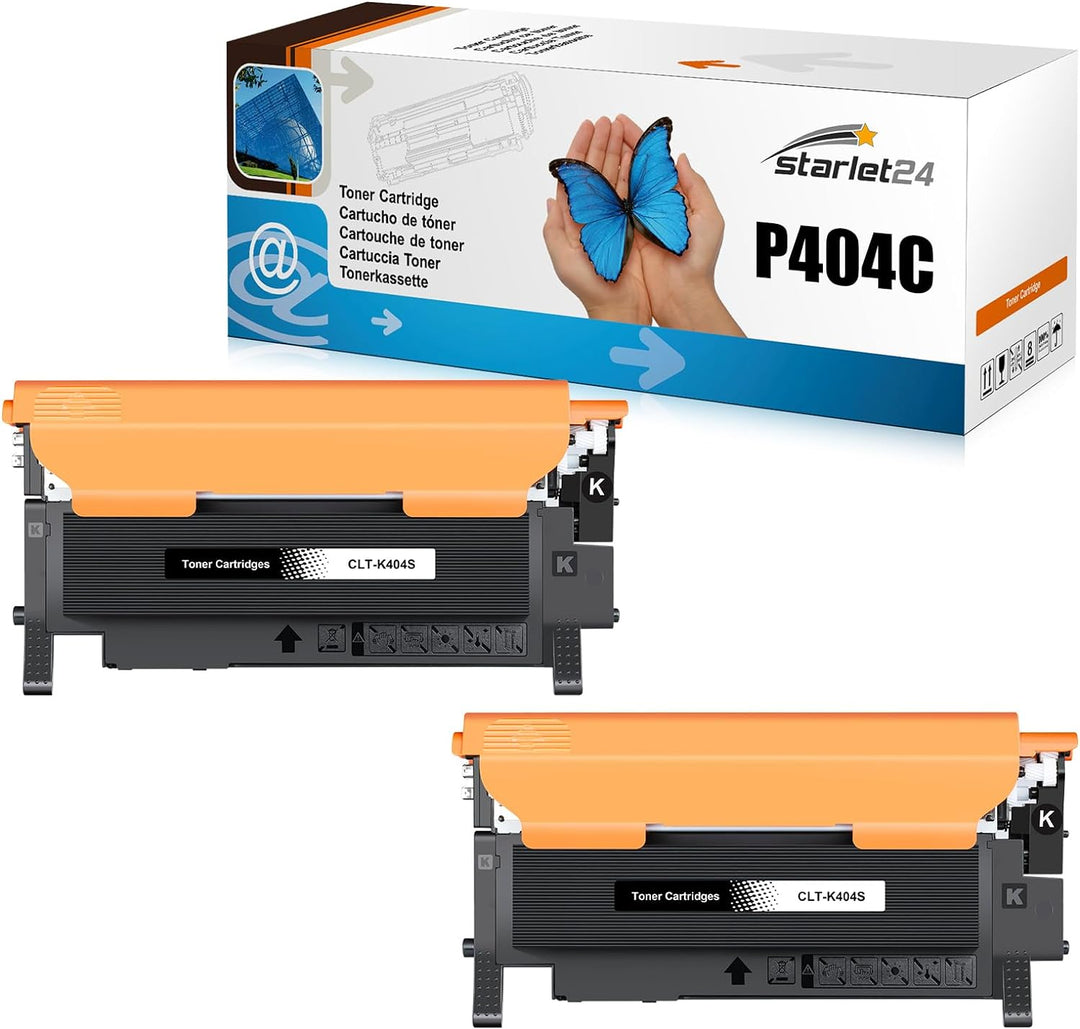 Starlet24 2X CLT-P404C Schwarz Tonerkartusche Kompatibel für Samsung CLT-K404S CLT-404S P404C Schwar
