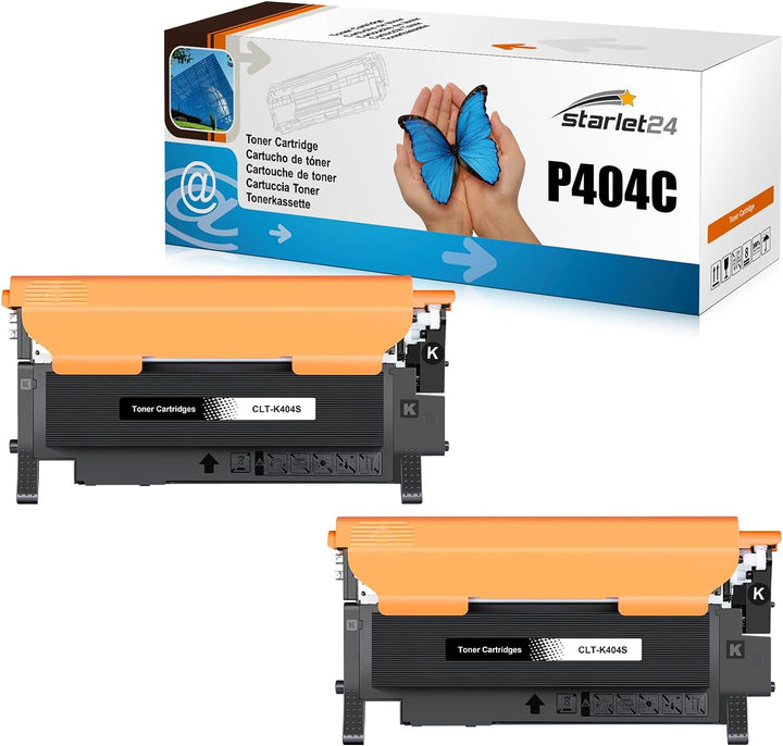 Starlet24 2X CLT-P404C Schwarz Tonerkartusche Kompatibel für Samsung CLT-K404S CLT-404S P404C Schwar