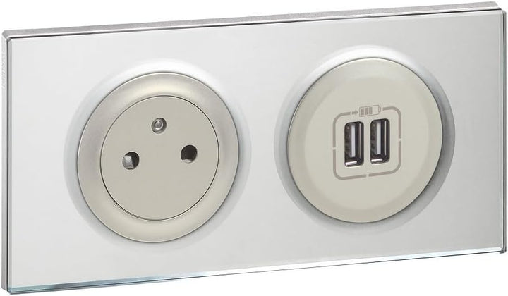 Legrand Céliane Rahmen für 2 Steckdosen, grau, LEG69122 Verre Miroir, Verre Miroir