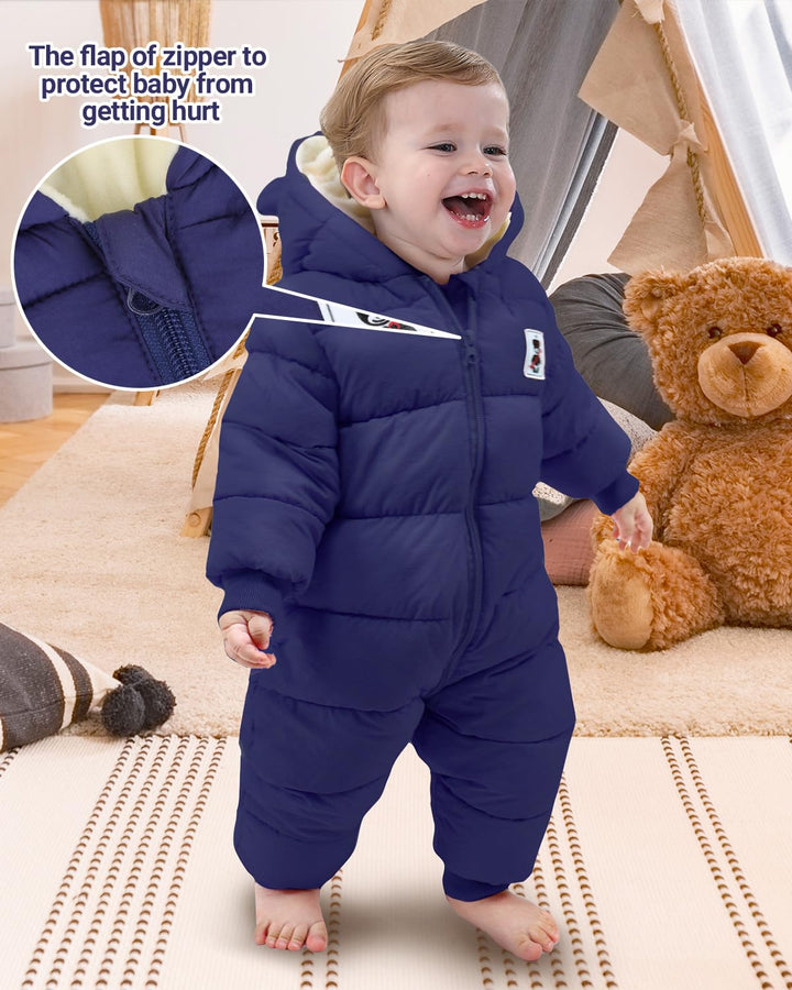 Baby Winter Overall mit Kapuze, Strampler Schneeanzug Jungen Mädchen Langarm Jumpsuit Warm Outfits G