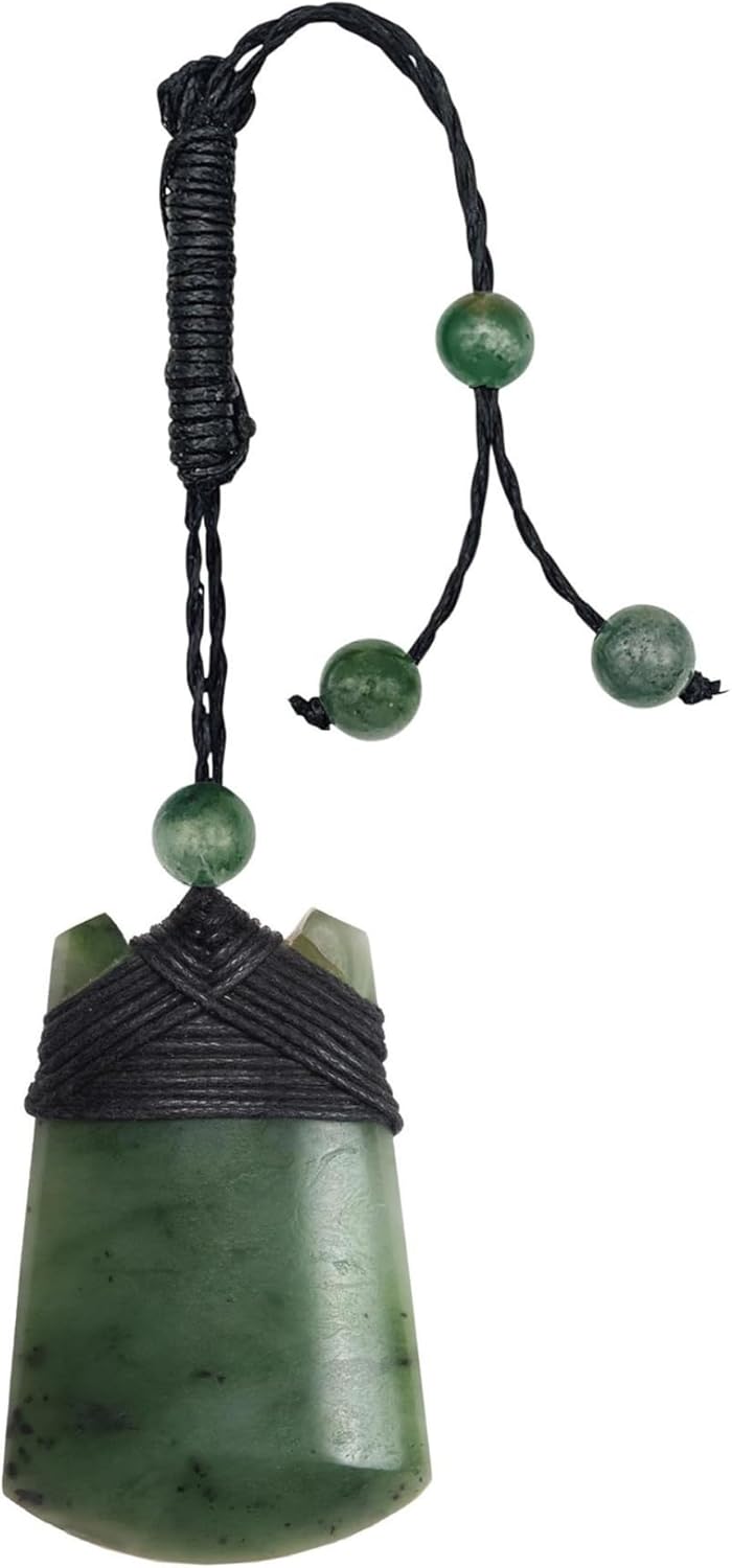 81stgeneration Unisex Geschnitzte Nephrit Jade Grünstein Maori Toki Klinge Anhänger Halskette
