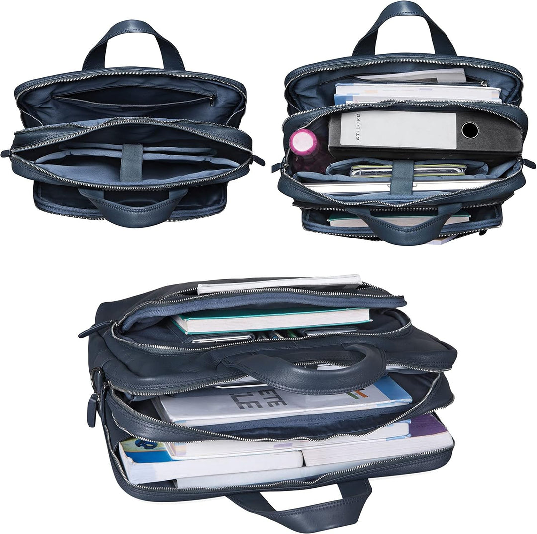 STILORD 'Lias' Echtleder Umhängetasche für Herren - Stilsicher ins nächste Meeting Navy - Blau, Navy