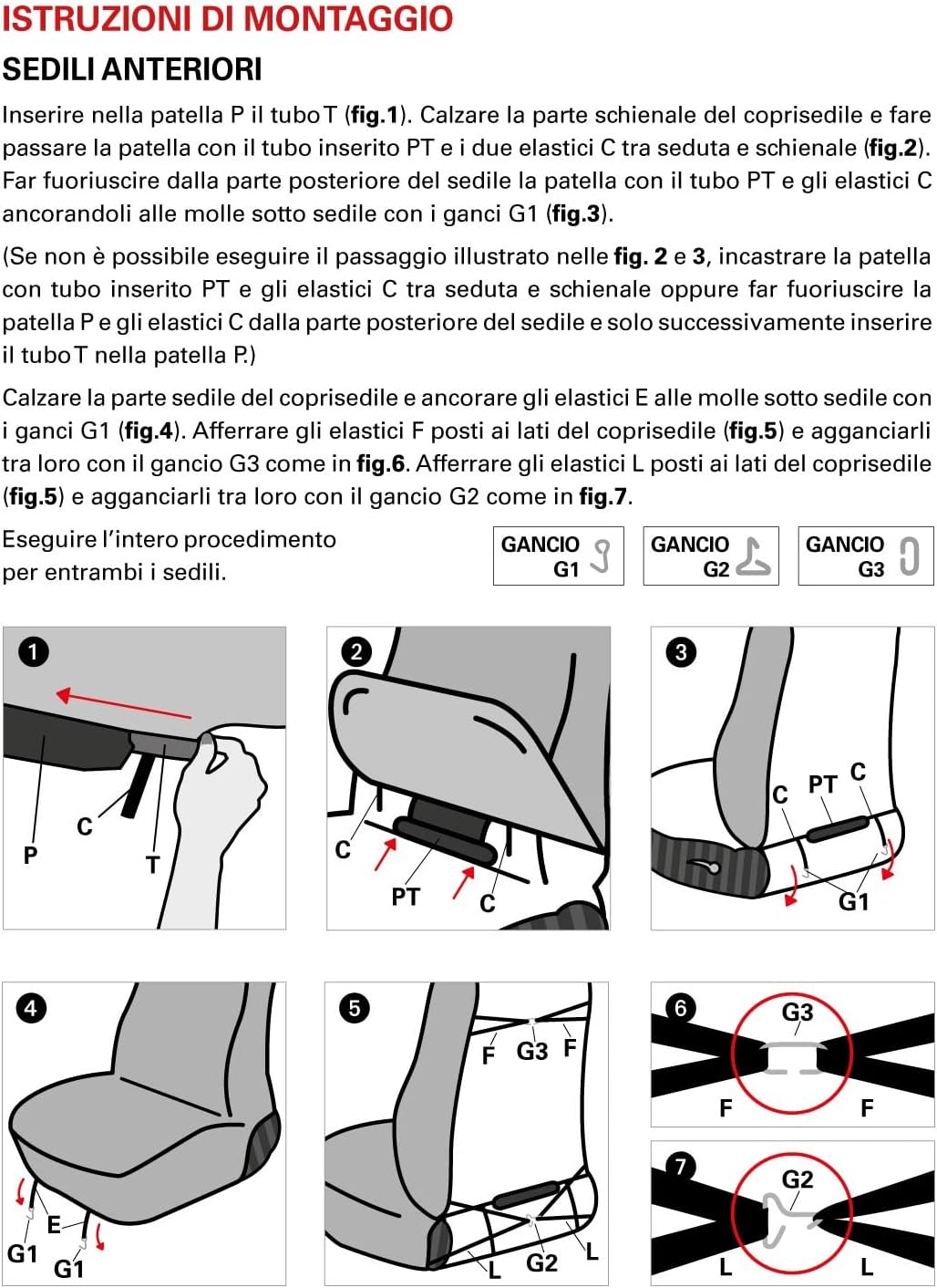 Cora 000129168 Custom Vordersitzbezüge Smart Fortwo, Diago Red Diago rosso, Diago rosso